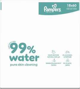 Pampers Chusteczki nawilżane Aqua 18x60 szt. Plastic Free 3