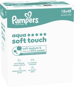 Pampers Chusteczki nawilżane Aqua Soft Touch 18x48 szt. Plastic Free 2