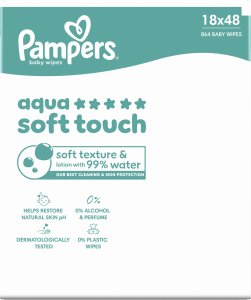 Pampers Chusteczki nawilżane Aqua Soft Touch 18x48 szt. Plastic Free 4