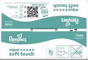 Pampers Chusteczki nawilżane Aqua Soft Touch 15x60 szt. Plastic Free 5