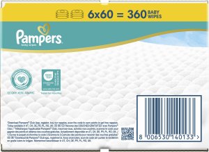 Pampers Chusteczki nawilżane Aqua Soft Touch 6x60 szt. [Plastic Free] 4