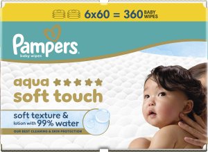 Pampers Chusteczki nawilżane Aqua Soft Touch 6x60 szt. [Plastic Free] 5