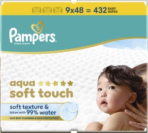 Pampers Chusteczki nawilżane Aqua Soft Touch 9x48 szt. Plastic Free 4