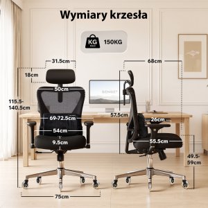 Krzesło biurowe SENSE7 Kano Czarne 2