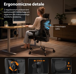 Krzesło biurowe SENSE7 Kano Czarne 7