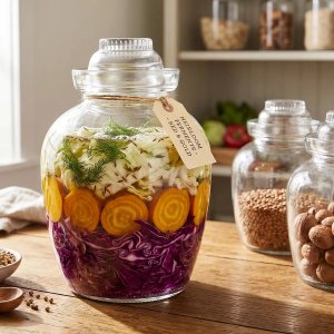 GardenPlus SŁÓJ szklany HERMETYCZNY do kiszenia ogórków kapusty zakwasu pokrywka 10l 4