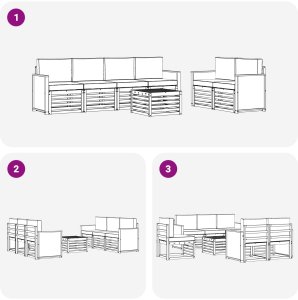 vidaXL Zestaw sof na zewnątrz z poduszką 7 pcs i Beżowy 5