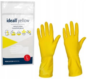 Mercator Medical Rękawice Gospodarcze Lateksowe / Żółte / Rozmiar: 9 - L / Ideall Yellow (5906142925834) 4