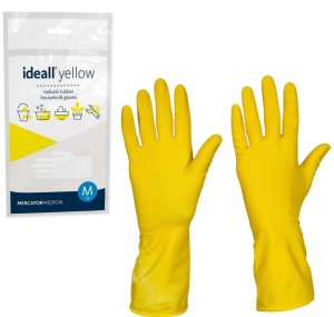 Mercator Medical Rękawice Gospodarcze Lateksowe / Żółte / Rozmiar: 8 - M / Ideall Yellow (5906142926169) 5