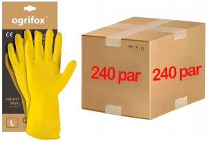 Ogrifox Rękawice ochronne gumowe flokowane / Żółte / Rozmiar: 9-L / OX-FLOX_L - 240 szt. (5906142919376) 3