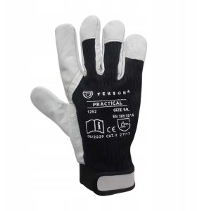 Tekson Rękawice Ochronne Tekson Practical 1252 Skóra Kozia Z Rzepem Roz. 8 - 12 Par 5