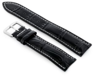 Pacific Pasek skórzany do zegarka W102L czarny/biały - 24mm 2