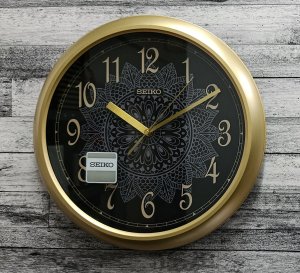 Seiko Zegar ścienny SEIKO QHA018G 33 cm złoty czarny 2