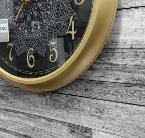 Seiko Zegar ścienny SEIKO QHA018G 33 cm złoty czarny 5