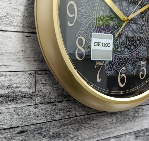 Seiko Zegar ścienny SEIKO QHA018G 33 cm złoty czarny 6