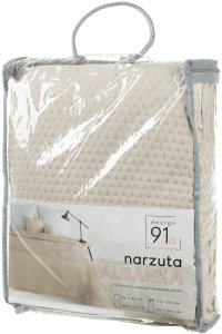 Spod Igły i Nitki Narzuta na łóżko 170x210 beżowa Falbanka pikowana kapa kropeczki 3