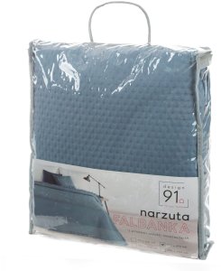 Spod Igły i Nitki Narzuta 220x240 granatowa Falbanka kapa na łóżko pikowana kropeczki 3