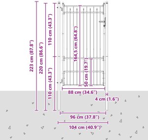 vidaXL vidaXL Brama ogrodzeniowa HORST 100 x 175 cm Metal Czarny Zamykane 5