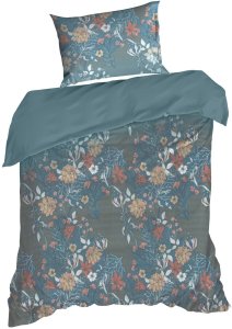 Design 91 Pościel 160x200 turkusowa beżowa kwiaty Home mikrowłókno +70x80x2 3