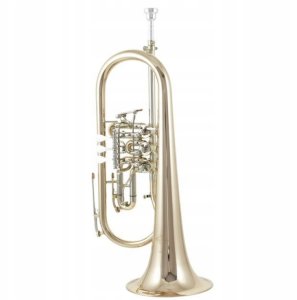 Eastman TRF-56 trąbka flugelhorn Bb skrzydłówka 3 wentyle złoty mosiądz ustnik 2