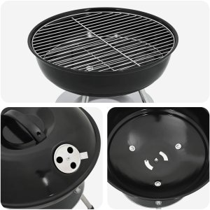 vidaXL vidaXL Grill węglowy Czarny 36,5 x 36,5 x 40 cm 8