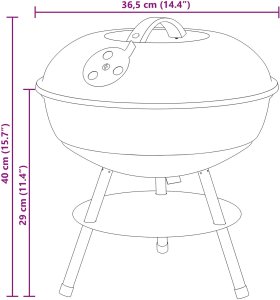 vidaXL vidaXL Grill węglowy Czarny 36,5 x 36,5 x 40 cm 9