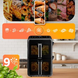 Frytkownica beztłuszczowa Berdsen Frytkownica beztłuszczowa dwukomorowa pionowa 11.6 l Air fryer frytownica Berdsen 3000W BD-663 4