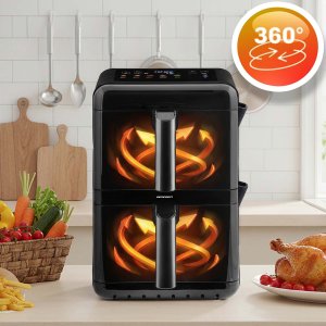 Frytkownica beztłuszczowa Berdsen Frytkownica beztłuszczowa dwukomorowa pionowa 11.6 l Air fryer frytownica Berdsen 3000W BD-663 10
