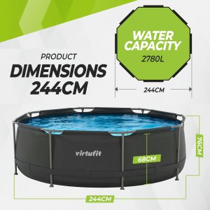 Virtufit VIRTUFIT Okrągły Basen 244 CM Z POMPĄ FILTRUJĄCĄ Antracytowy 3