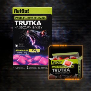 NO PEST Trutka Trucizna Środek Gryzoniobójczy na Szczury Myszy Gryzonie Fluorescencyjna Pasta Czerwona Brodifakum Święcąca UV 150g 4