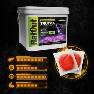 NO PEST Trutka Trucizna Środek Gryzoniobójczy na Szczury Myszy Gryzonie Fluorescencyjna Pasta Czerwona Brodifakum Święcąca UV 3kg 3