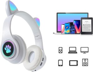 Słuchawki Verk Słuchawki bezprzewodowe bluetooth radio fm mp3 kocie uszy podświetlenie led 6