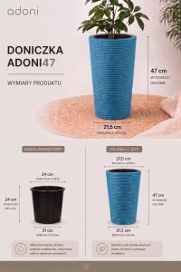 Adoni Doniczka jutowa niebieska z wkładem 28x47 cm - ręcznie robiona (adoni-blu-47) 6