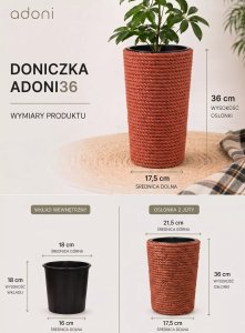 Adoni Doniczka jutowa czerwona z wkładem 22x36 cm - ręcznie robiona (adoni-red-36) 6