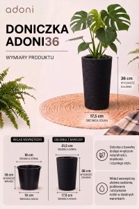 Adoni Doniczka bawełniana czarna z wkładem 32x57 cm – ręcznie robiona (adoni-ba-blk-57) 5