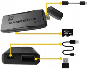 Pako Konsola Do Gier Retro TV Hal Star 2 Pady Bezprzewodowe HDMI 64GB 20000 Gier 7
