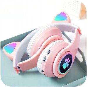 Słuchawki Protect Słuchawki Kocie Uszy Bluetooth Różowe Z Mikrofonem Bezprzewodowe Dla Dzieci 9