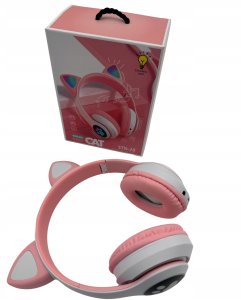 Słuchawki Protect Słuchawki Kocie Uszy Bluetooth Różowe Z Mikrofonem Bezprzewodowe Dla Dzieci 10