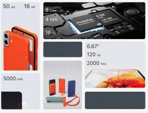Smartfon Nothing CMF Phone 1 8+128 GB telefon komórkowy smartfon 6,67" pomarańczowy 3