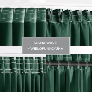 Monroe Zasłona 140x230 blackout butelkowa zielona szarfa 90% taśma wave RESTILO 16
