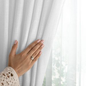 Monroe Zasłona 140x250 biała len VALETA taśma wave mikrofibra RESTILO 6