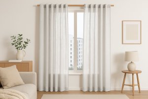 Fabryka Firan Zasłona kremowa 140x250 len VALETA taśma wave RESTILO do salonu 3