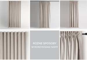 Michelin Zasłona 140x245 welur chłodny beż szarfa taśma wave RESTILO do sypialni 15