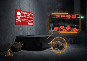 RatOut Trutka Trucizna Środek Gryzoniobójczy na Szczury Myszy Gryzonie Fluorescencyjna Kostka Czerwona Brodifakum Święcąca UV 4,5kg 9