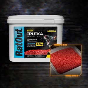 RatOut Trutka Trucizna Środek Gryzoniobójczy na Szczury Myszy Gryzonie Zbożowa Zatrute Ziarno Czerwone Brodifakum 4,5kg 4