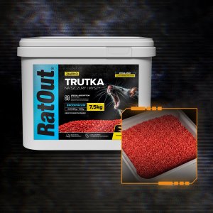 RatOut Trutka Trucizna Środek Gryzoniobójczy na Szczury Myszy Gryzonie Zbożowa Zatrute Ziarno Czerwone Brodifakum 7,5kg 4