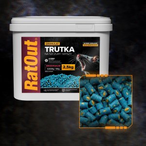 RatOut Trutka Trucizna Środek Gryzoniobójczy na Szczury Myszy Gryzonie Granulat Pellet Niebieski Brodifakum 2,5kg 4