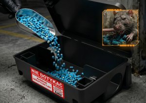 RatOut Trutka Trucizna Środek Gryzoniobójczy na Szczury Myszy Gryzonie Granulat Pellet Niebieski Brodifakum 2,5kg 6