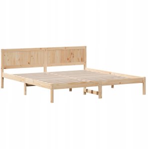 vidaXL Ramka łóżka Brązowy 200 x 200 cm Lite drewno sosnowe (872176) 2