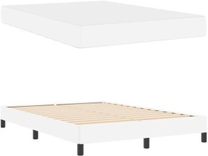 vidaXL Ramka łóżka z materacem Czysta biała 160 x 200 cm tkanina (3398639) 3